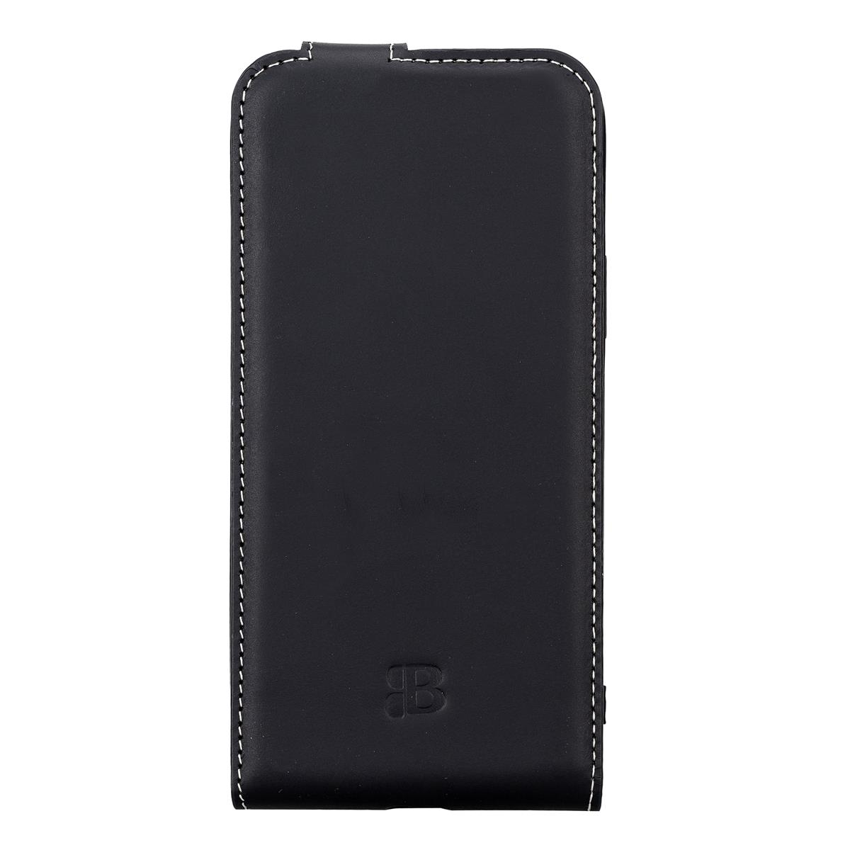 BURKLEY Flip-Case Handytasche aus Schwarz Flip Cover, Plus, 14 Apple, Leder, iPhone