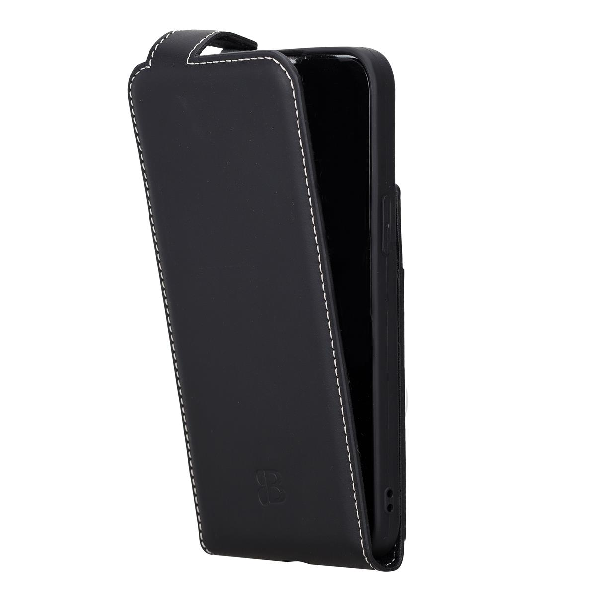 BURKLEY Flip-Case Handytasche aus 14 Pro Schwarz Apple, Flip Cover, Leder, Max, iPhone
