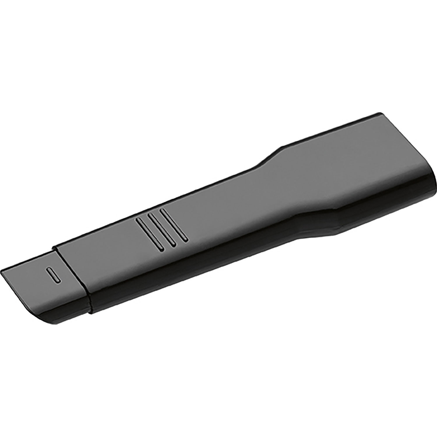 Ciemnoszara ładowarka lub kabel o płaskiej, prostokątnej konstrukcji.