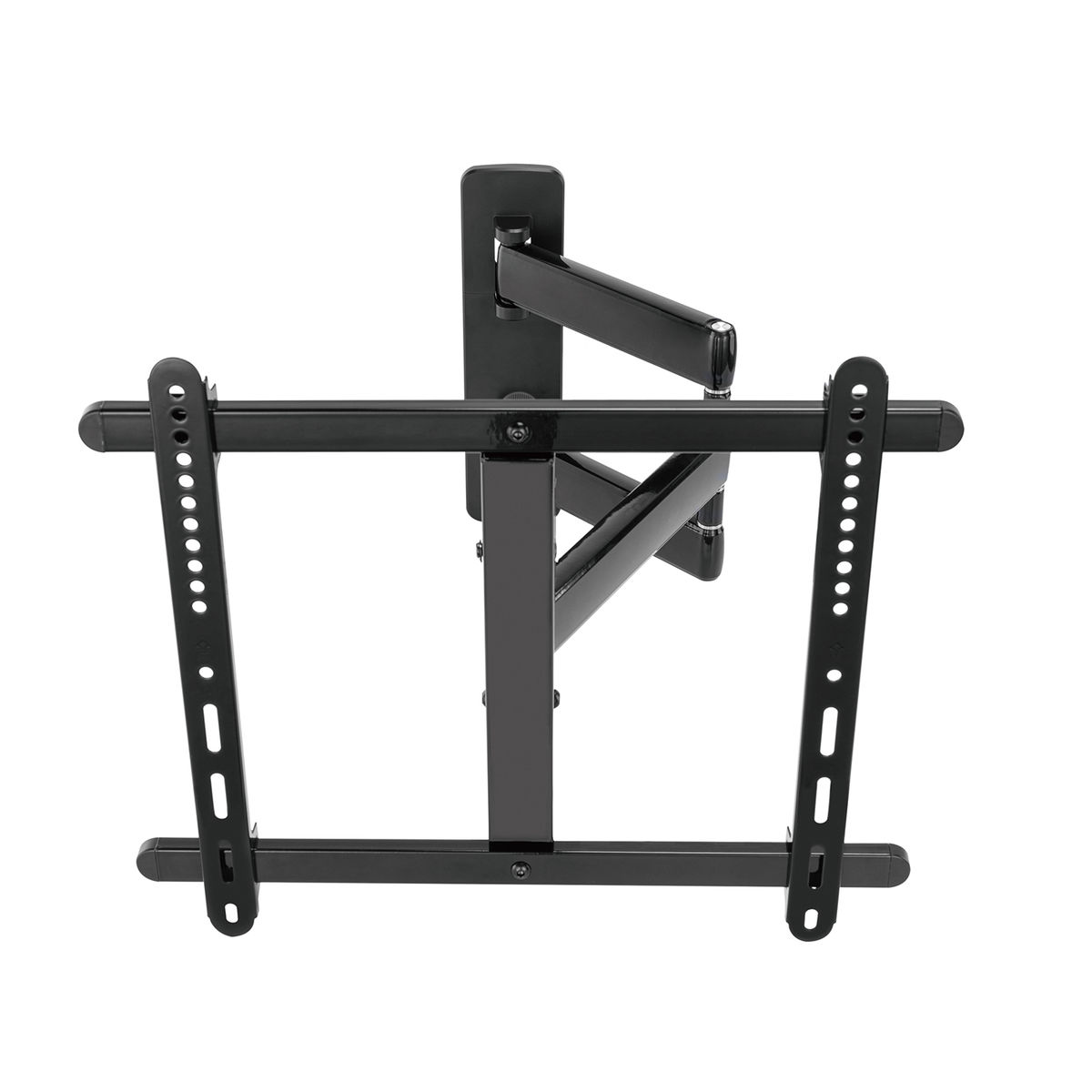 Black TV wall mount on a white background. It is fully extended.