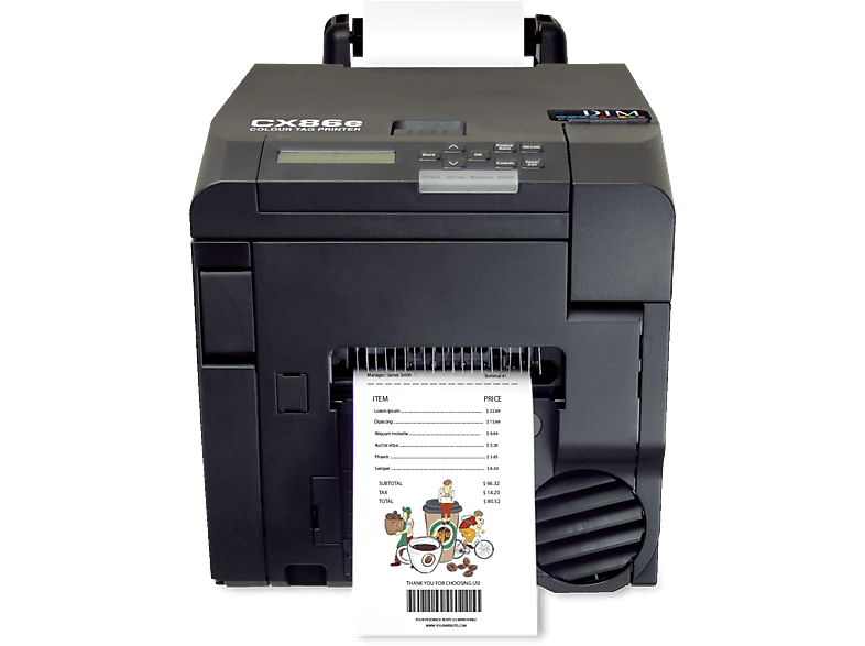 DTM PRINT CX86e Farb  Etikettendrucker Labelprinter Elektrofotografische Vollfarb-Drucktechnologie mit drei separaten LED-Druckzeilen
(CMY) Label Printer WLAN Netzwerkfähig