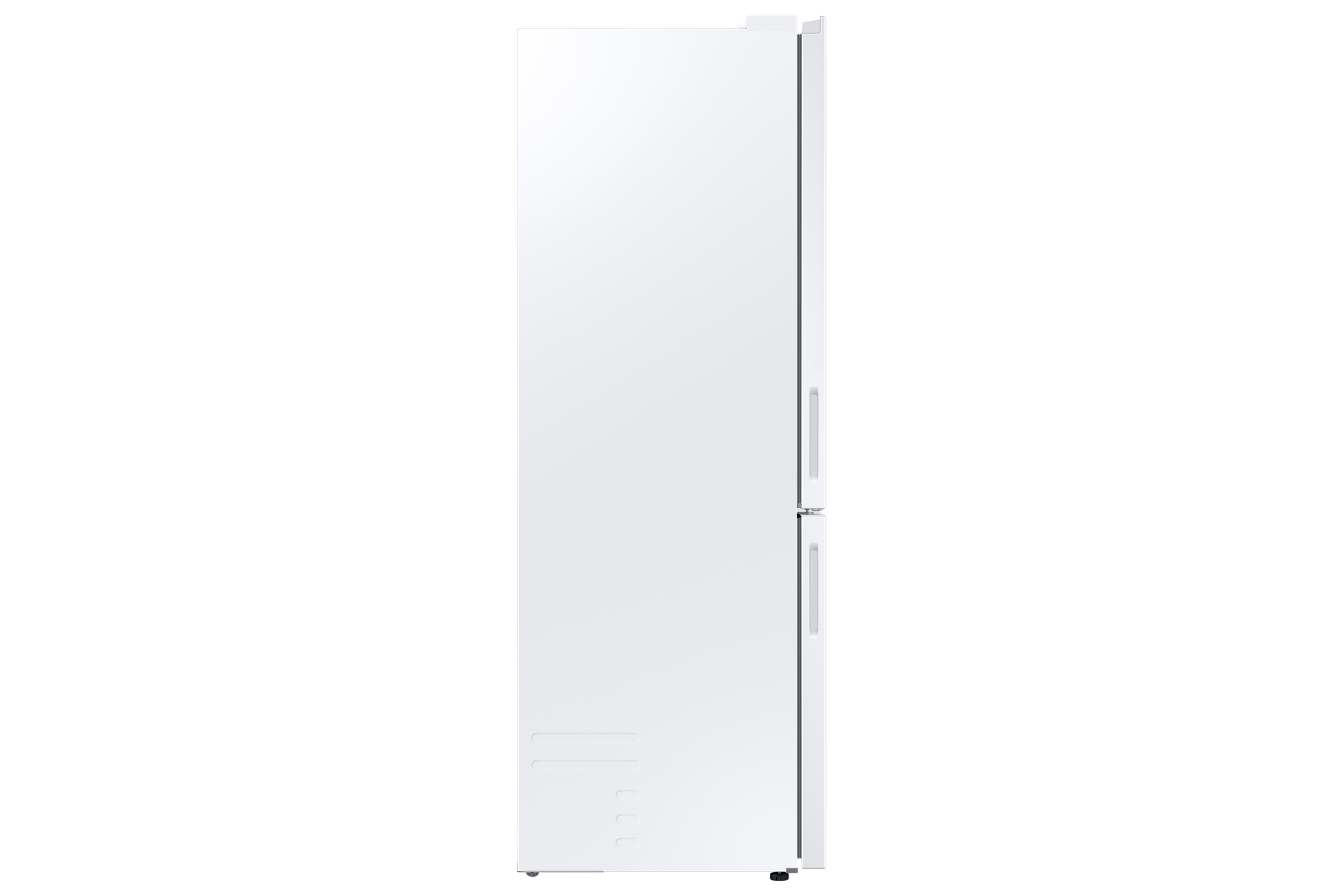 Un frigorifero bianco. Ha un design elegante e minimalista.
