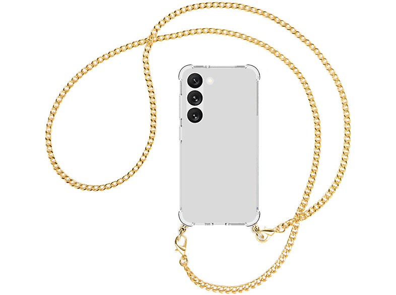 MTB MORE Samsung, Umhänge-Hülle Metallkette, Kette Galaxy Backcover, ENERGY (gold) mit S23