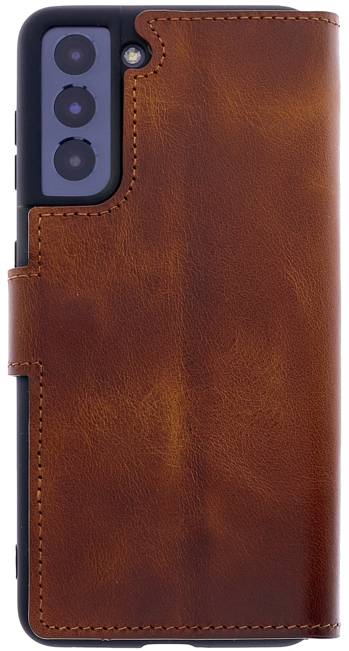 BURKLEY Leder Handytasche, Bookcover, Samsung, Sattelbraun / S22+, Burnished Galaxy