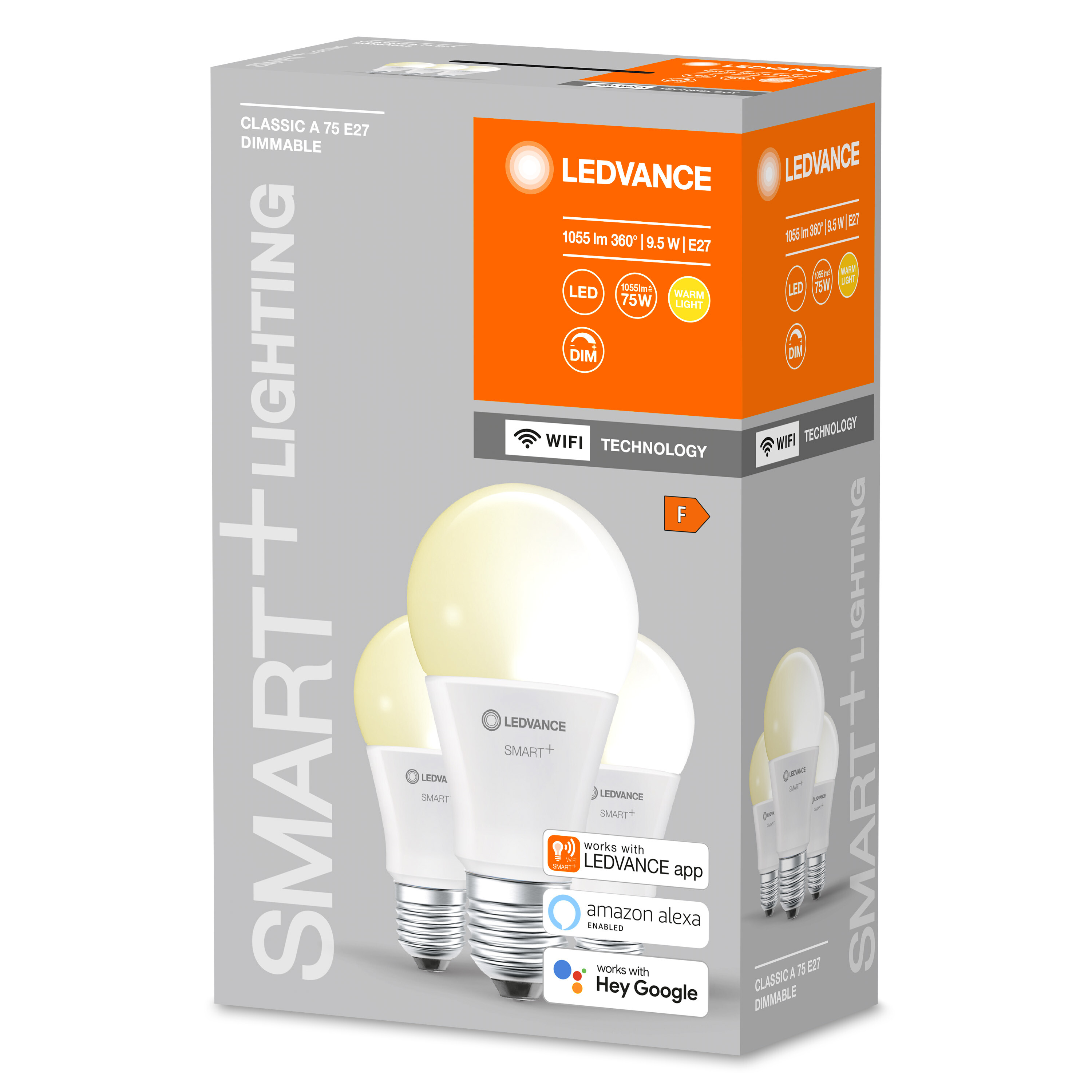 Pudełko żarówek LEDVANCE Smart Lighting, z trzema widocznymi żarówkami.