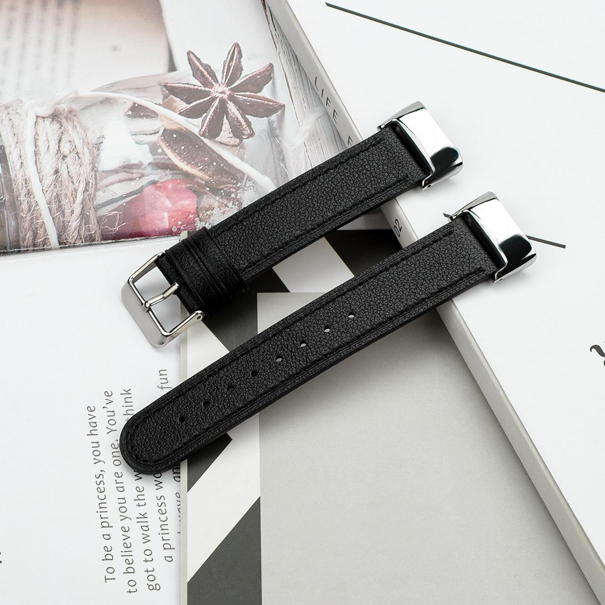 Armband Charge5 18mm Ersatzarmband, Damen mit Charge Männ, für Kompatibel Leder Breite INF Fitbit 5, Fitbit, Schwarz