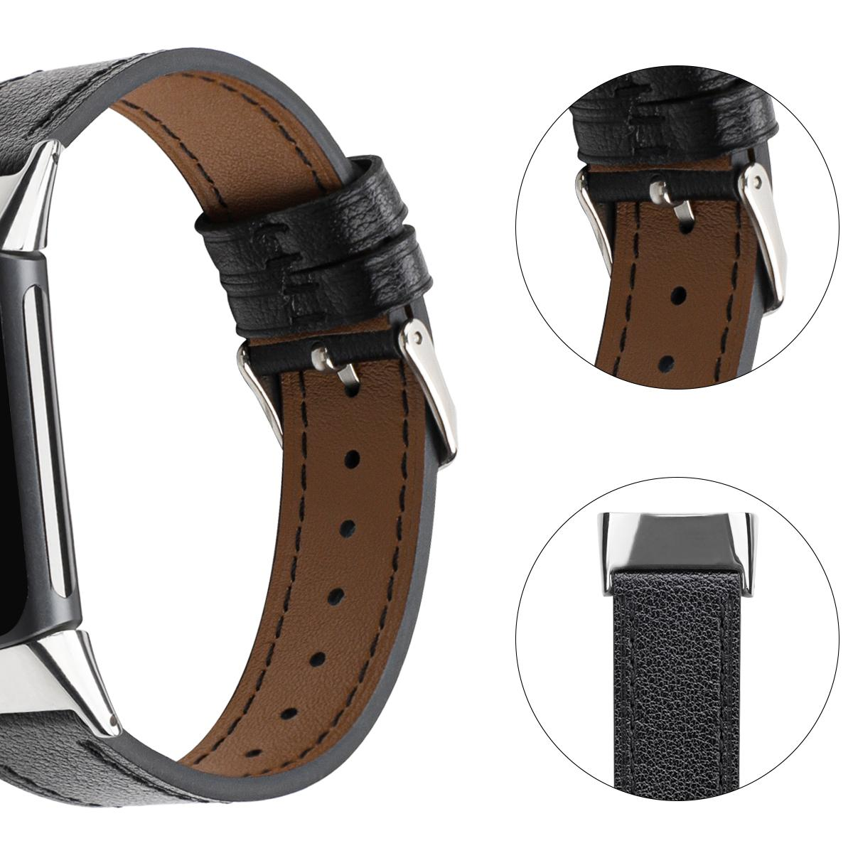 18mm Leder Ersatzarmband, Charge Männ, Armband für Kompatibel Charge5 Fitbit mit Schwarz 5, Breite INF Fitbit, Damen