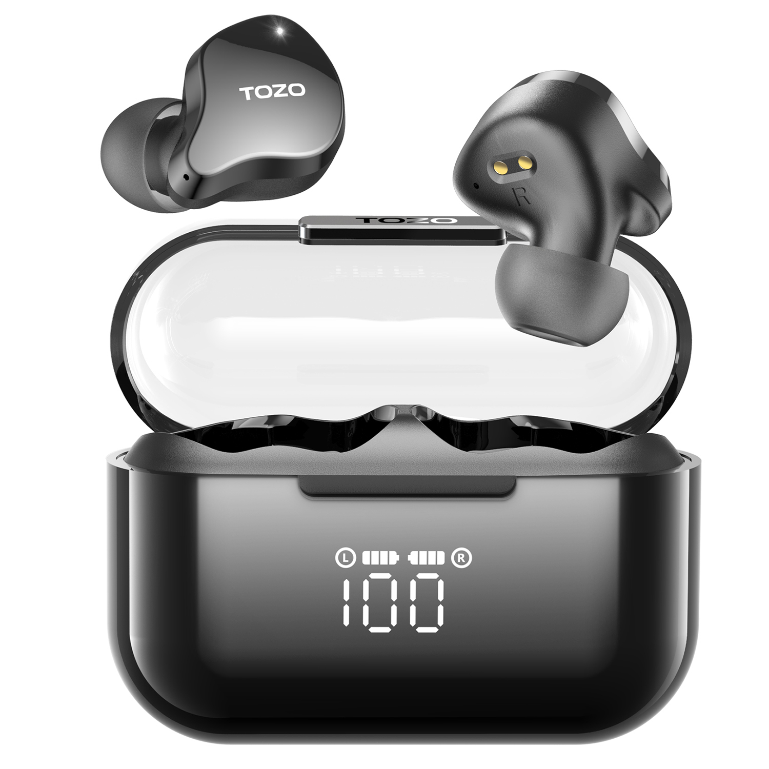 BK, Buds In-ear TWS Schwarz Earbuds Crystal TOZO In-Ear-Kopfhörer Bluetooth Kopfhörer