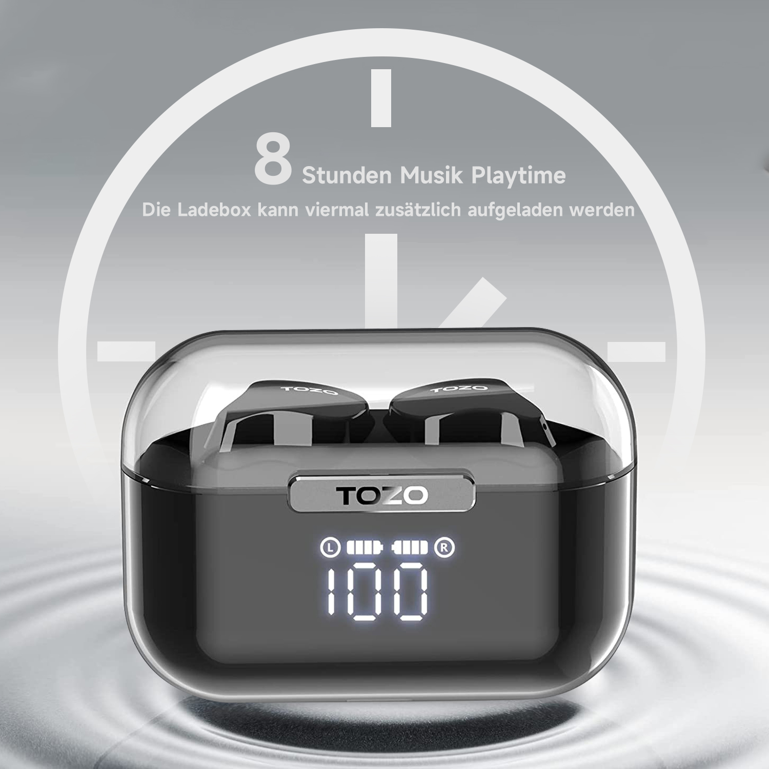 TOZO Crystal Buds In-Ear-Kopfhörer Bluetooth Earbuds Kopfhörer Schwarz BK, TWS In-ear