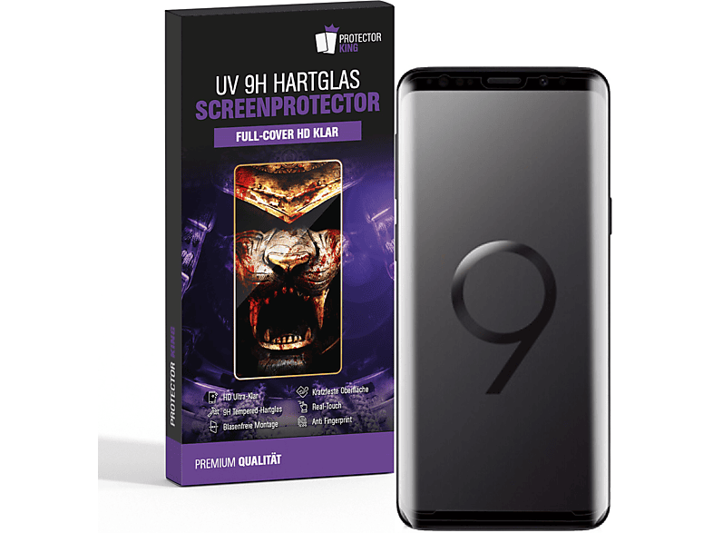 PROTECTORKING UV CURVED Schutzglas S9 Displayschutzfolie(für Hartglas 2x FULL Galaxy 3D Samsung 9H plus) KLAR