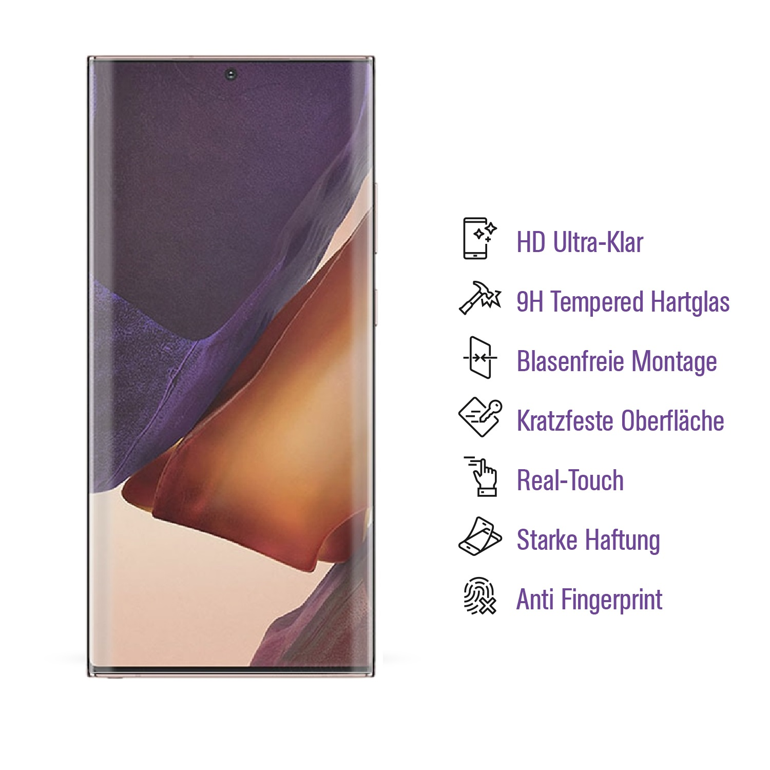 20 Samsung KLAR Displayschutzfolie(für PROTECTORKING 9H UV-FULL Ultra) 2x Schutzglas CURVED Note Galaxy Hartglas