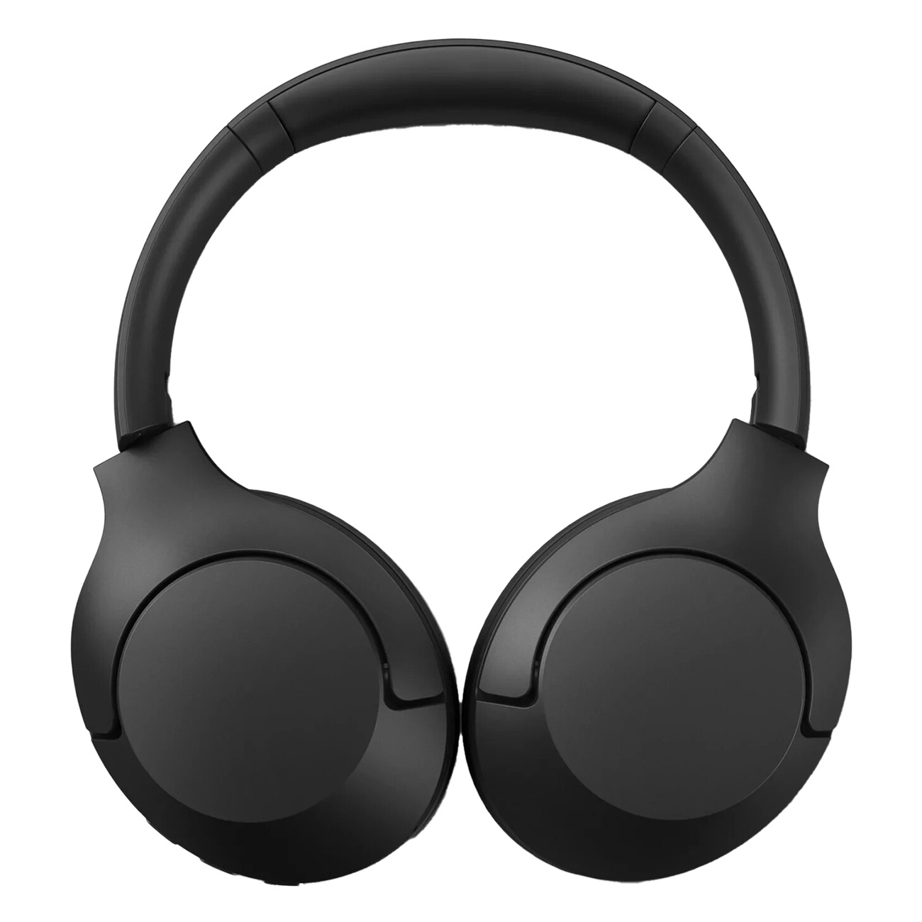 Schwarze Over-Ear-Kopfhörer. Kopfband und Ohrmuscheln sind schwarz, das Design ist schlicht.