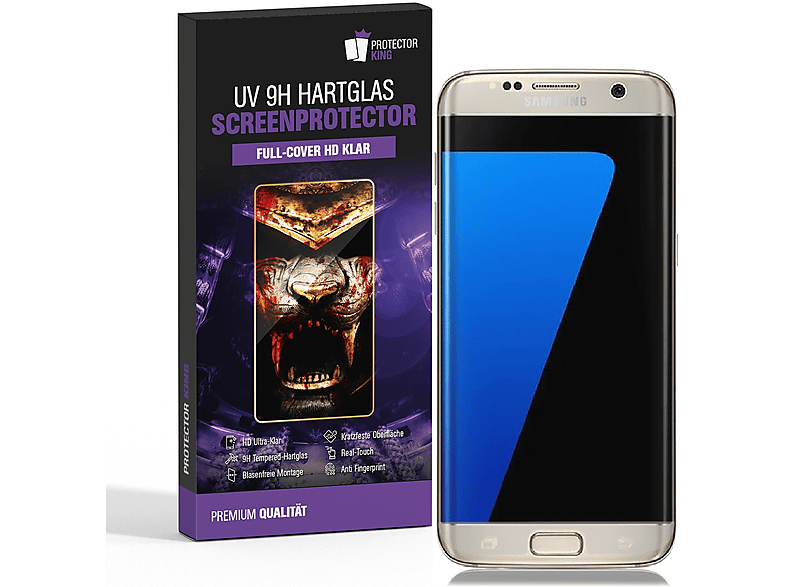 PROTECTORKING 2x S7 9H Schutzglas UV Edge) CURVED Samsung Galaxy Hartglas Displayschutzfolie(für 3D FULL KLAR