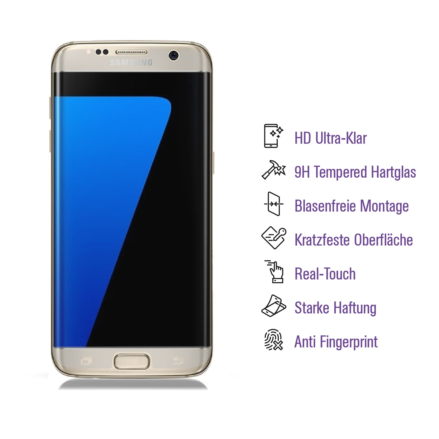 PROTECTORKING 2x UV FULL CURVED KLAR Hartglas Samsung Galaxy 3D 9H Schutzglas Edge) Displayschutzfolie(für S7