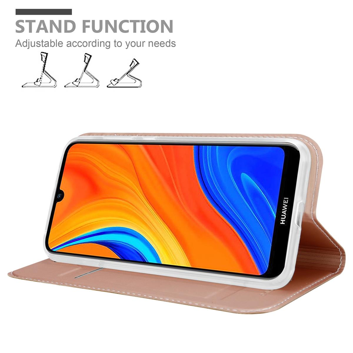 Handyhülle mit Telefon, geöffnet, zeigt den Bildschirm und eine Standfunktion.