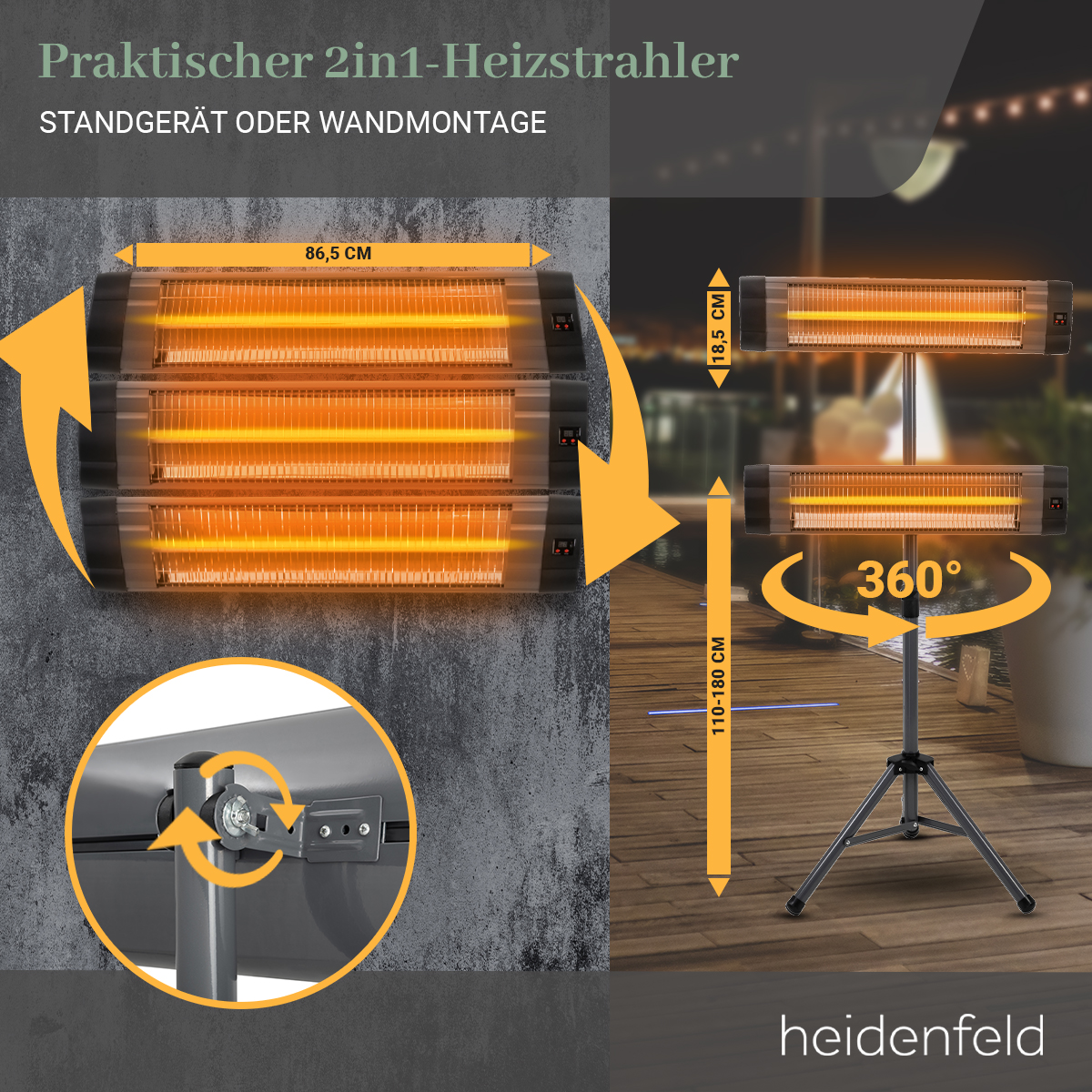 Watt, 30 IH100 Raumgröße: HEIDENFELD Heizstrahler (2500 m²)