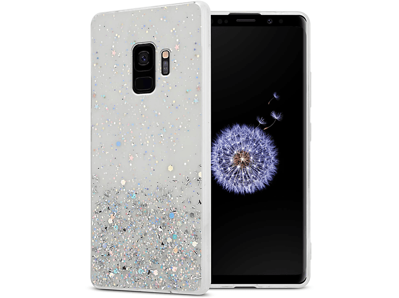 Glitter, Transparent mit Schutzhülle Galaxy Backcover, funkelnden S9, mit Glitter Samsung, CADORABO