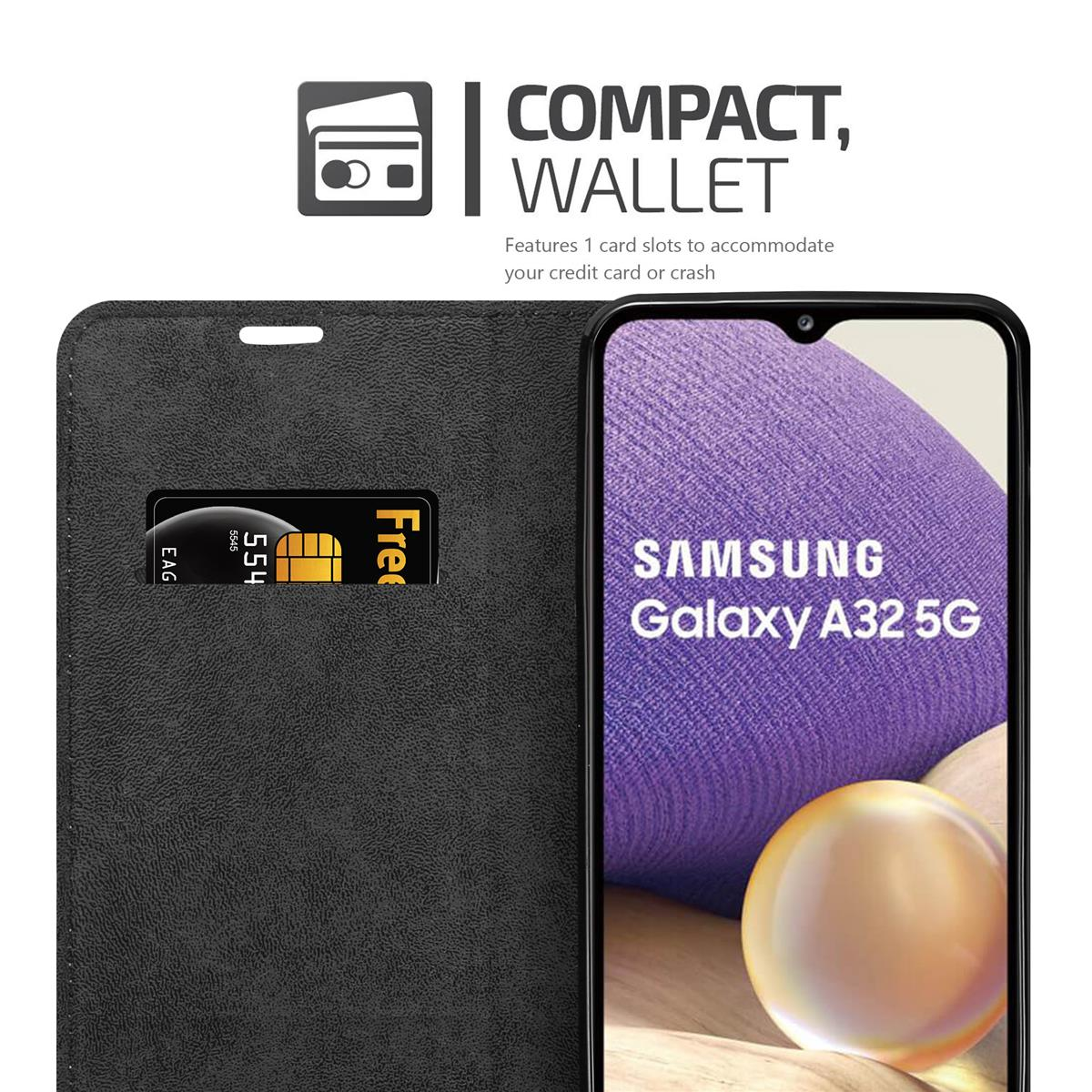 Samsung, Book CADORABO SCHWARZ Hülle 4G, Galaxy A32 Magnet, NACHT Invisible Bookcover,