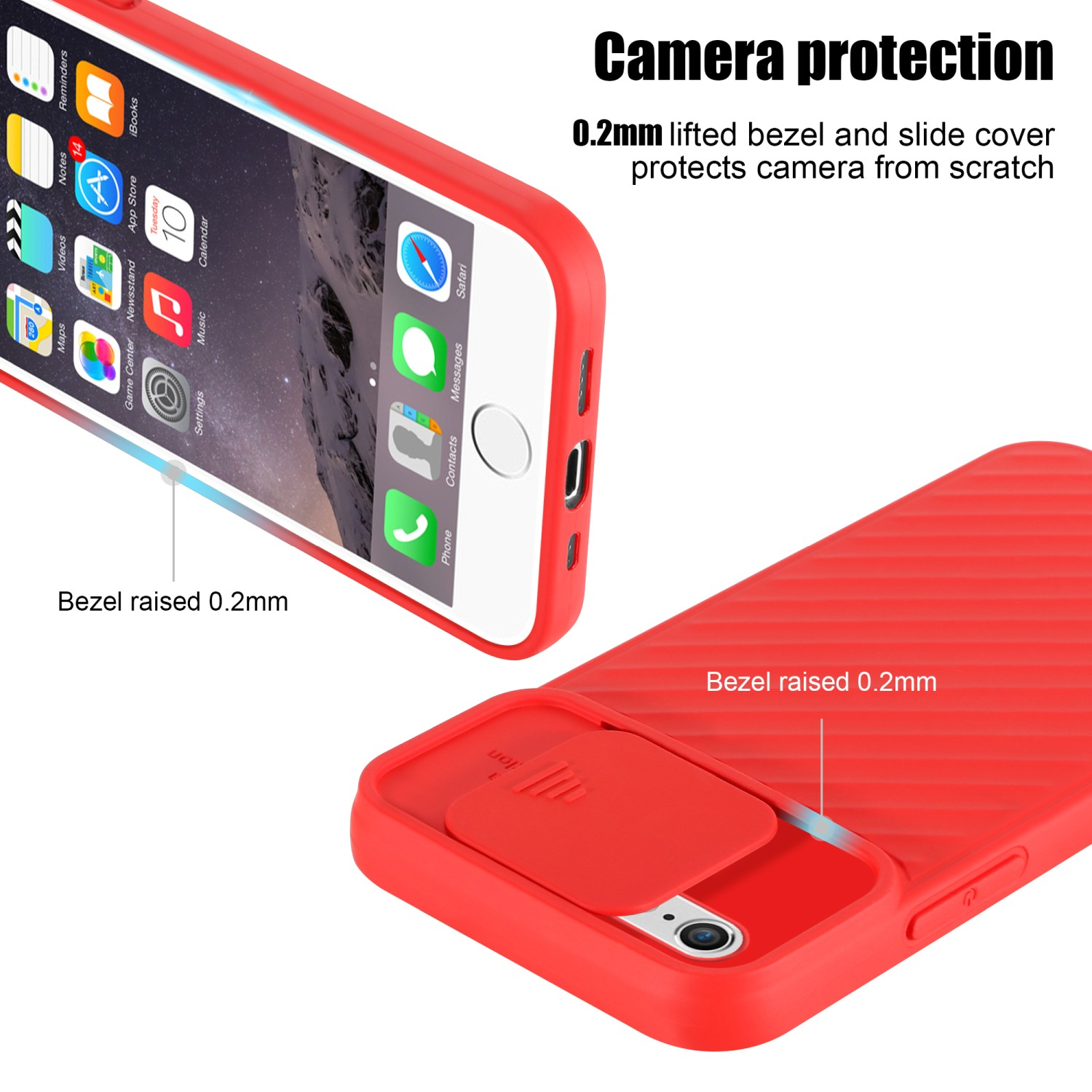 CADORABO Handy Hülle Apple, Kameraschutz, Rot mit / Backcover, 6 Matt iPhone 6S