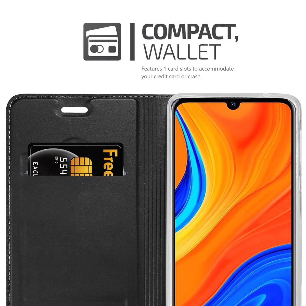 Eine Handyhülle mit einem Telefon und einem Kartenfach mit Karte.