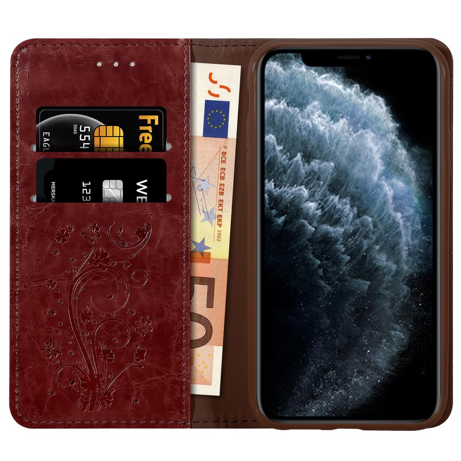PRO CADORABO Dunkel iPhone Apple, Ornamenten, MAX, Bookcover, Rot mit Handyhülle 11