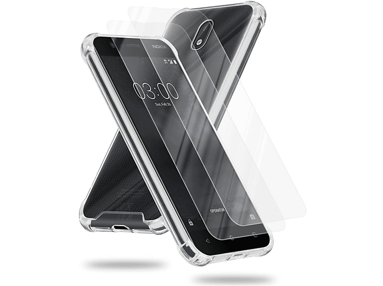CADORABO TRANSPARENT Schutzglas, Nokia, und 3 2017, Backcover, 2x Hülle Tempered