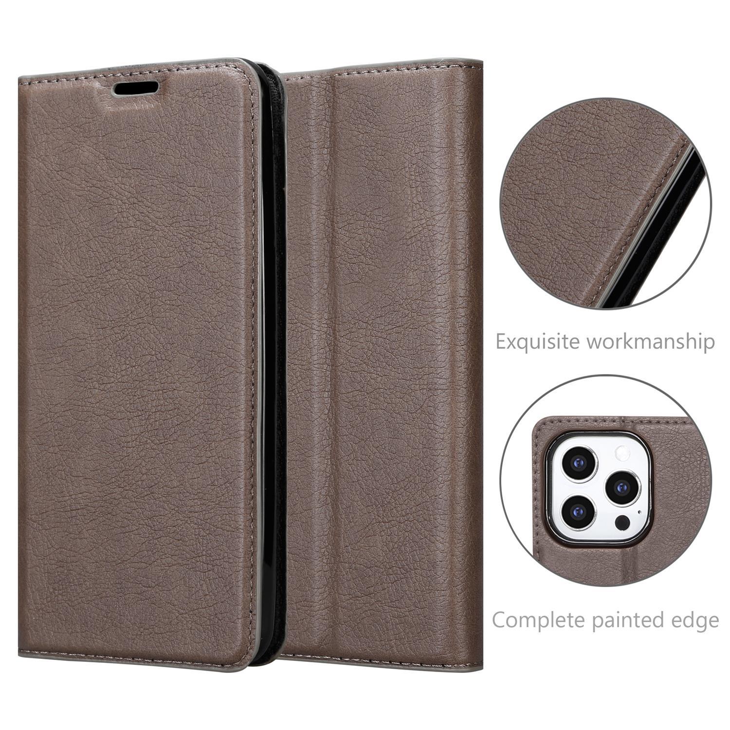 KAFFEE iPhone CADORABO PRO Hülle Invisible Apple, Book BRAUN Magnet, 13 MAX, Bookcover,