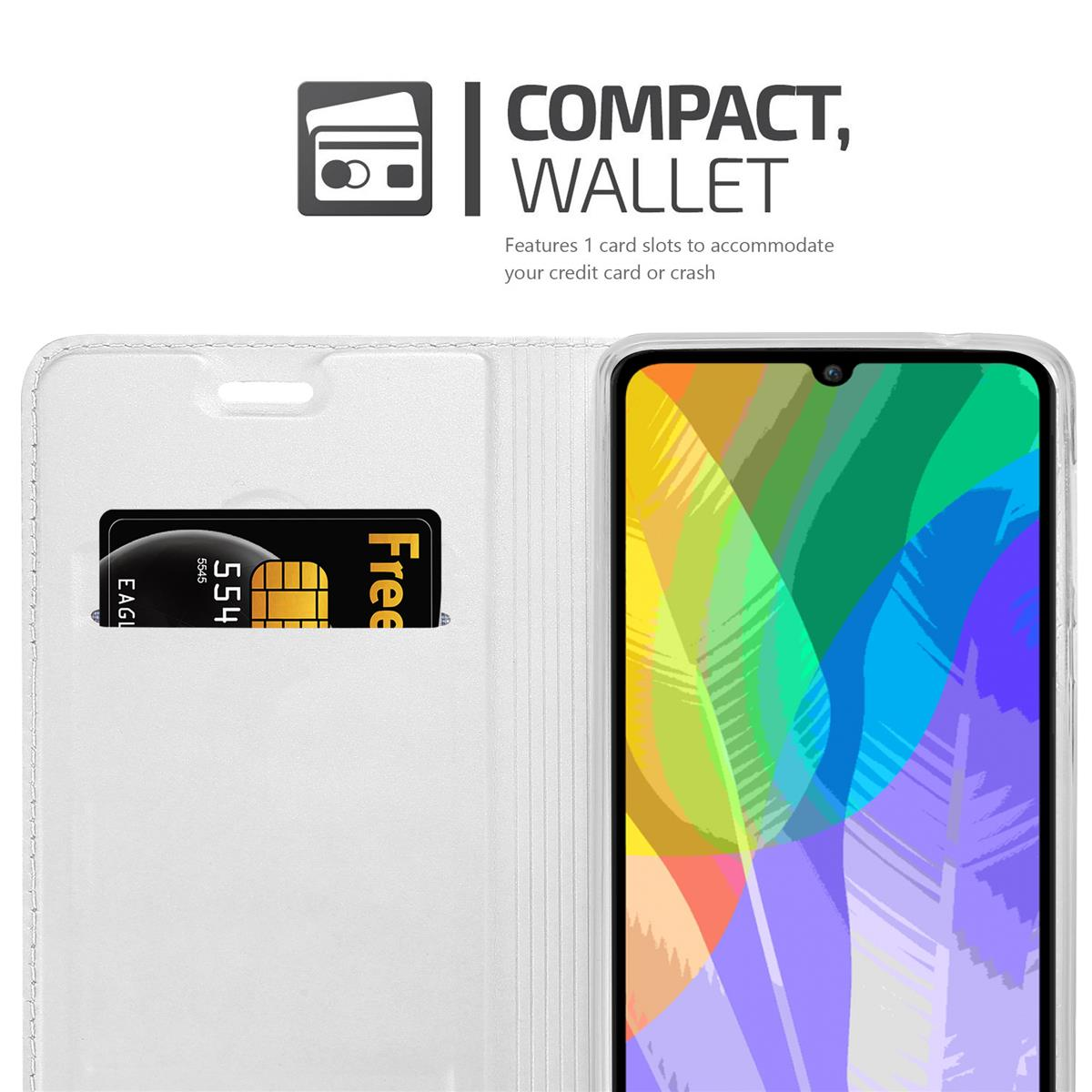 Handyhülle mit Kartenfach, Kreditkarte und Huawei-Telefon.