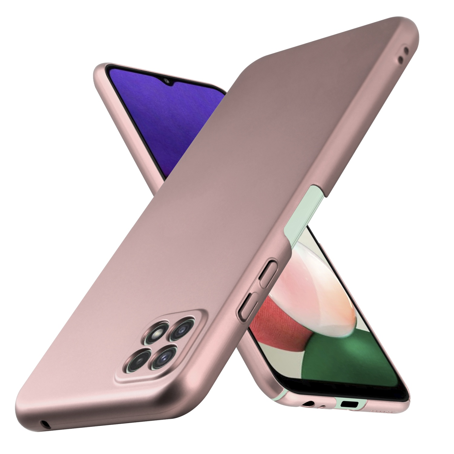 Rosa Handyhüllen, abgewinkelt. Eine bedeckt das Telefon und eine liegt auf der Seite.