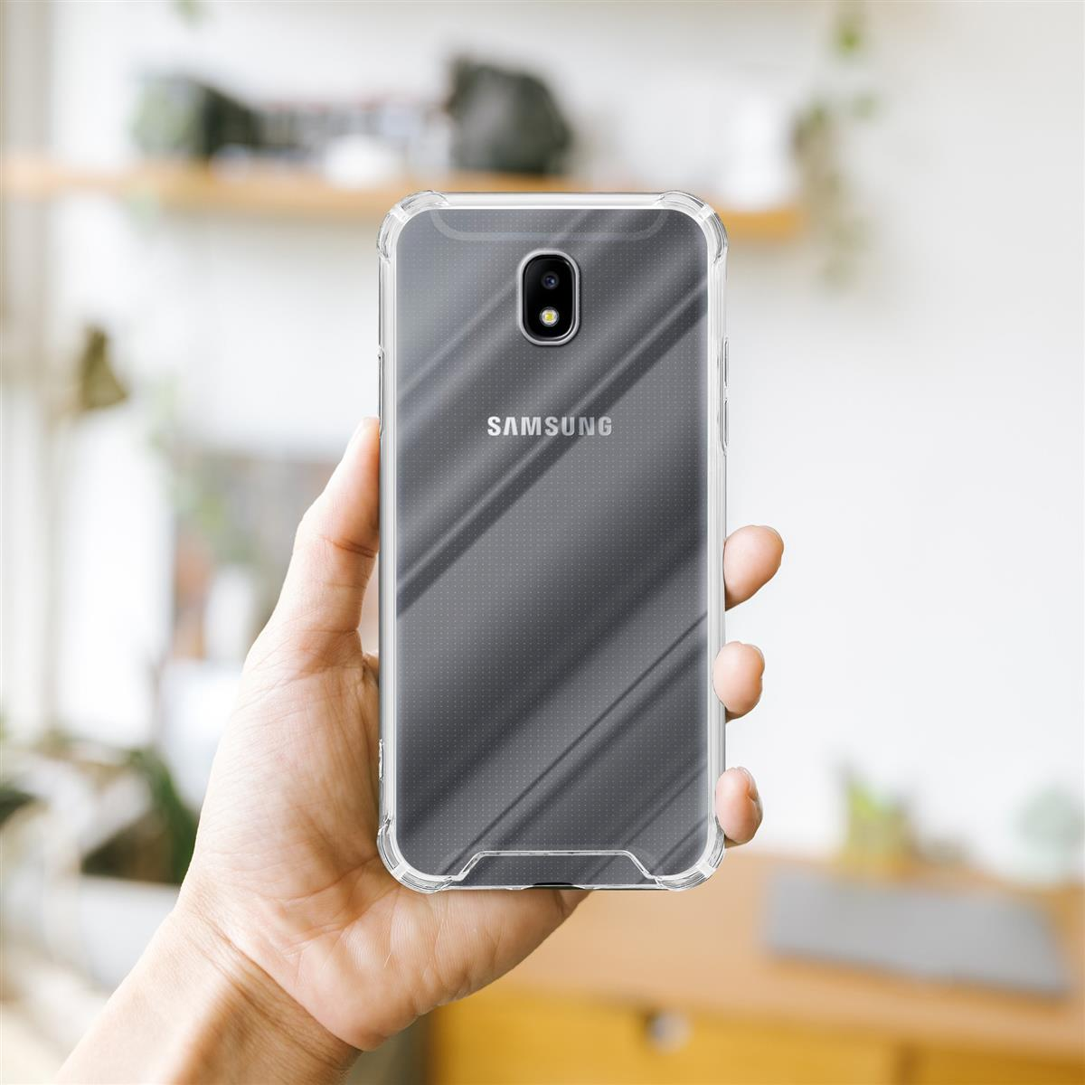CADORABO Hülle und 2x Tempered Samsung, TRANSPARENT Galaxy J5 Backcover, Schutzglas, 2017