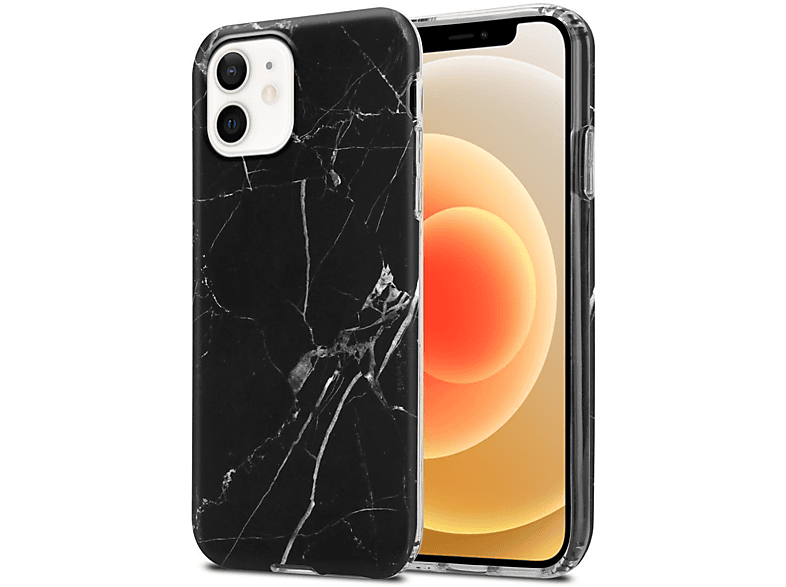 CADORABO Hülle IMD TPU iPhone Bunter Weiß Schwarz Marmor, No. 12 MAX, Backcover, Apple, 22 PRO Marmor