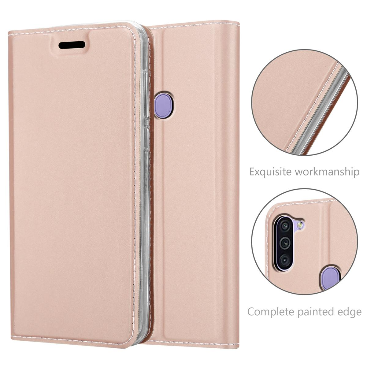 ROSÉ Galaxy A11 / Book Handyhülle Samsung, GOLD M11, CADORABO Bookcover, Classy Style, CLASSY