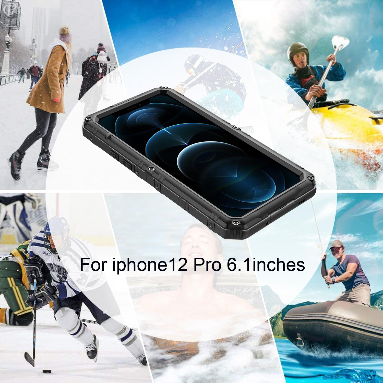 PRO, Displayschutz SCHWARZ 12 mit Cover, CADORABO Outdoor, iPhone Hülle Rundumschutz 360° Apple, Robuster Full