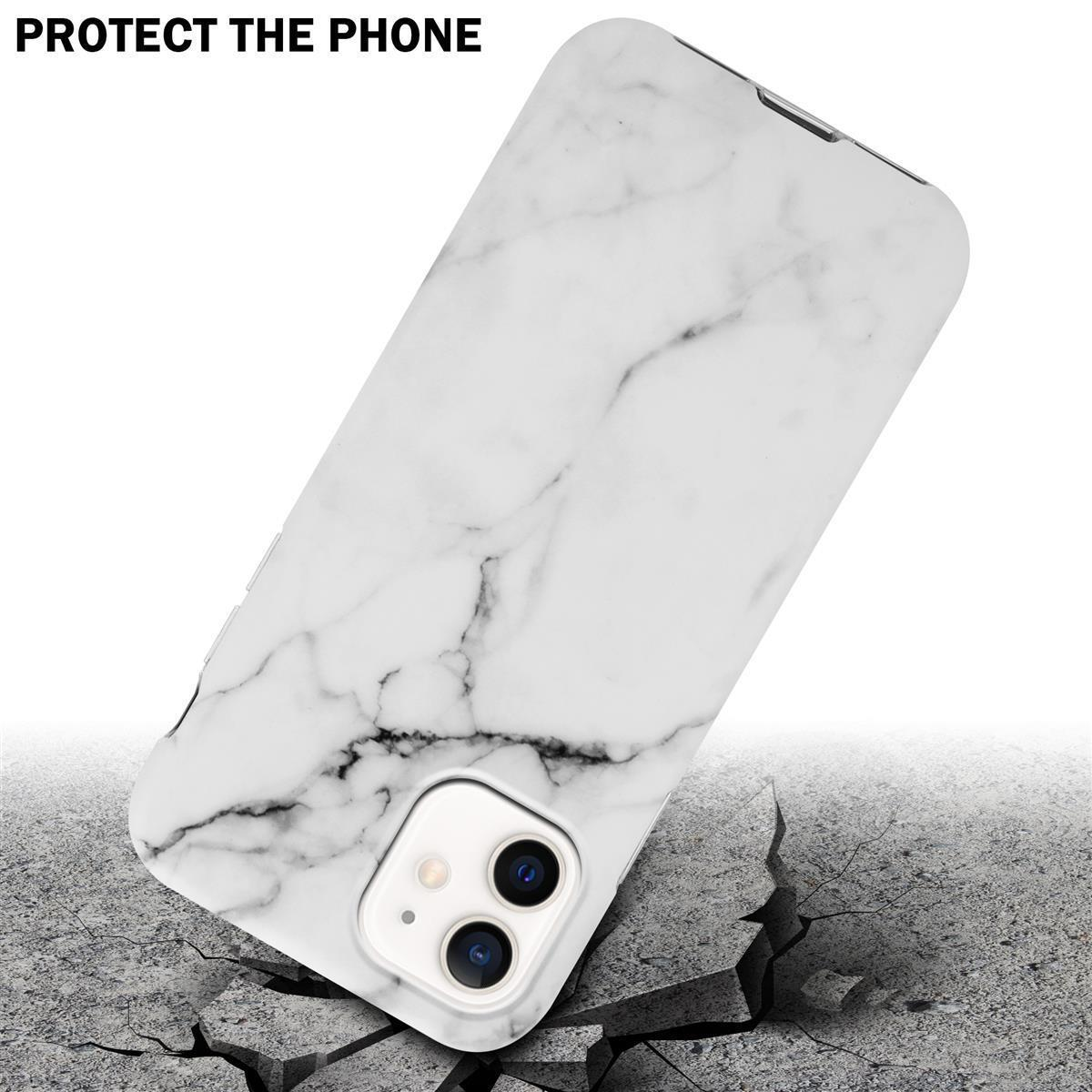 CADORABO Hülle IMD TPU MAX, No. 23 PRO Marmor Weiß Grau Marmor, iPhone 12 Bunter Backcover, Apple