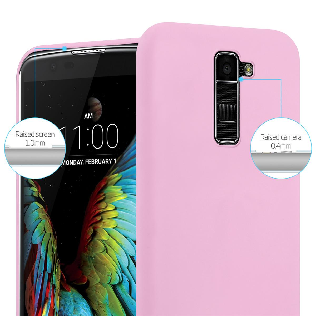 LG, K10 Style, TPU 2016, im Backcover, Hülle CADORABO ROSA Candy CANDY