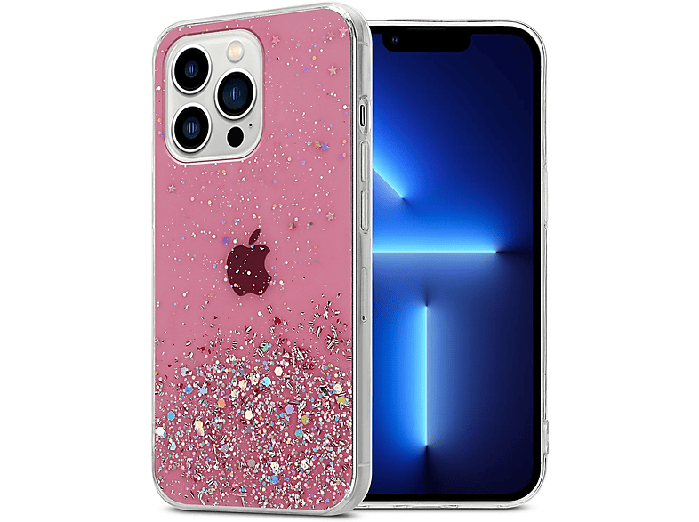 CADORABO Schutzhülle Apple, mit mit Backcover, MAX, iPhone PRO funkelnden Rosa 13 Glitter, Glitter