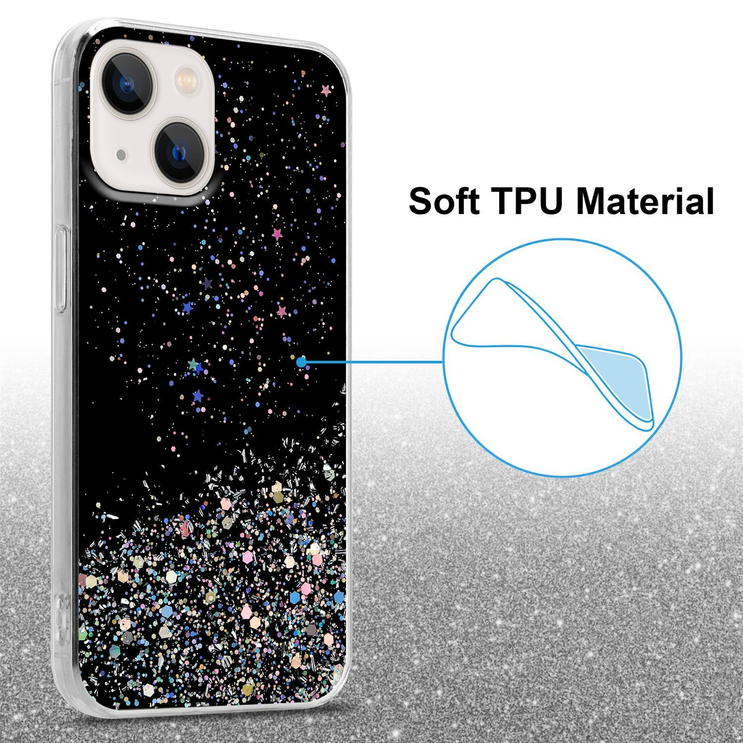 CADORABO Schutzhülle Apple, funkelnden Glitter, mit 13, Schwarz Glitter Backcover, iPhone mit