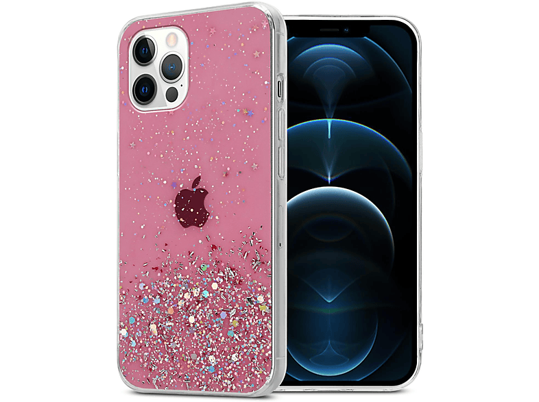 funkelnden Glitter, mit / 12 Schutzhülle iPhone CADORABO Backcover, PRO, Apple, mit Rosa 12 Glitter