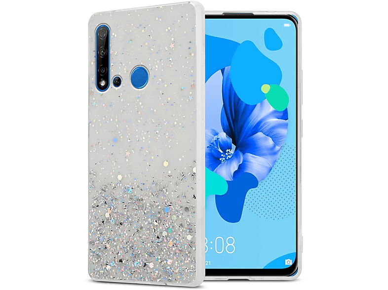 CADORABO Schutzhülle mit funkelnden 2019, Backcover, Huawei, 5i Transparent LITE Glitter / NOVA Glitter, mit P20