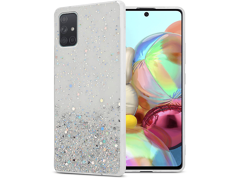 CADORABO Schutzhülle mit funkelnden A71 mit Transparent Samsung, Backcover, Glitter 5G, Glitter, Galaxy