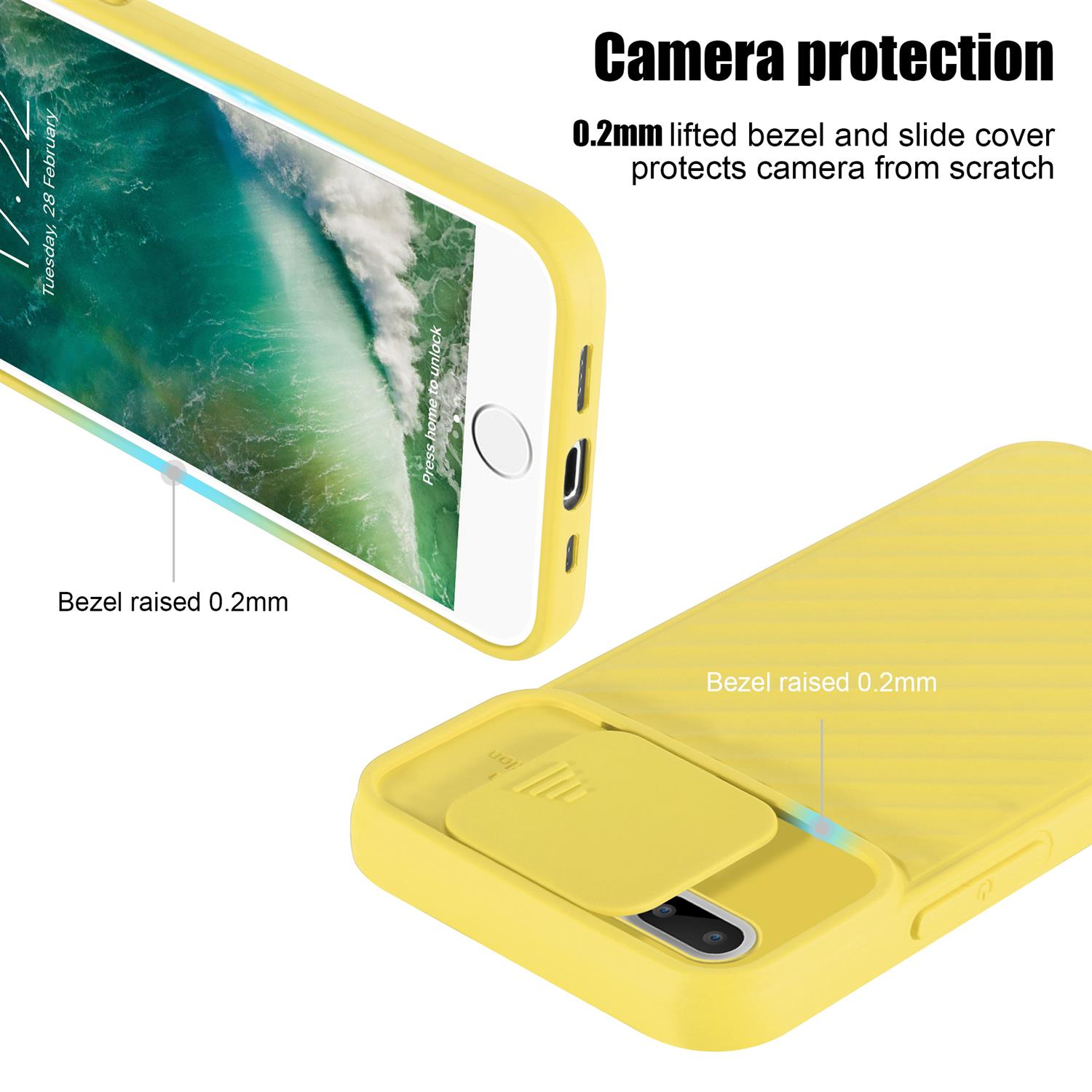 CADORABO Handy Hülle mit PLUS, Kameraschutz, Apple, 7S iPhone 7 / PLUS Gelb / Matt PLUS 8 Backcover