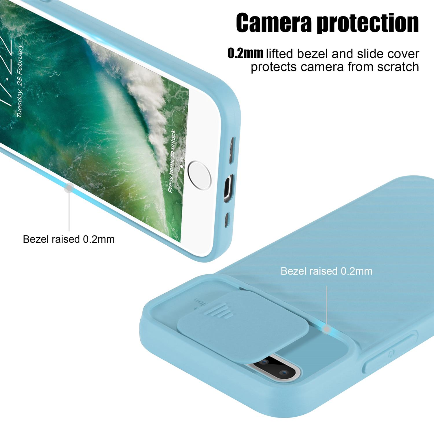 CADORABO Handy Hülle mit Kameraschutz, Backcover, 7 Türkis Matt PLUS Apple, PLUS 8 / iPhone / 7S PLUS