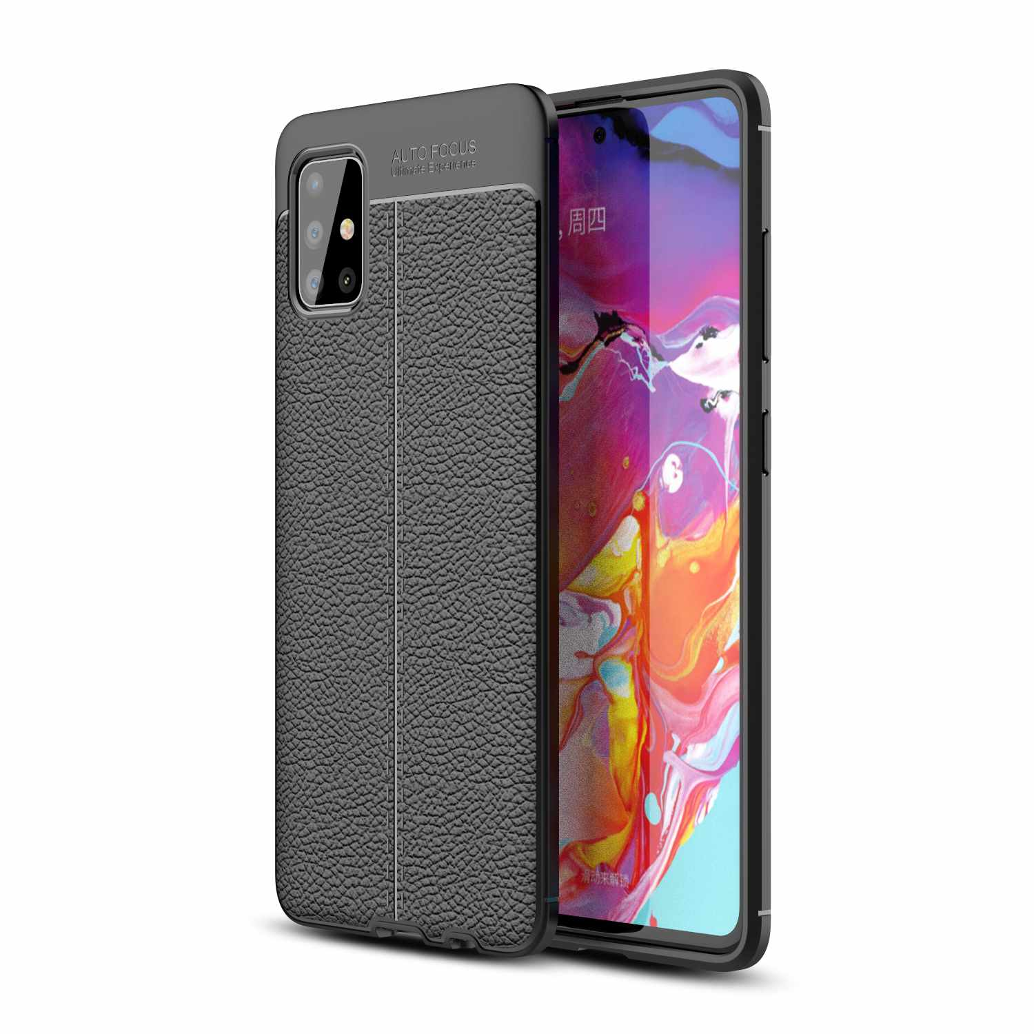 Hülle Tief Galaxy / Kunstleder-Applikation, M40s, mit Schwarz edler TPU A51 Samsung, Backcover, Silikon CADORABO 4G