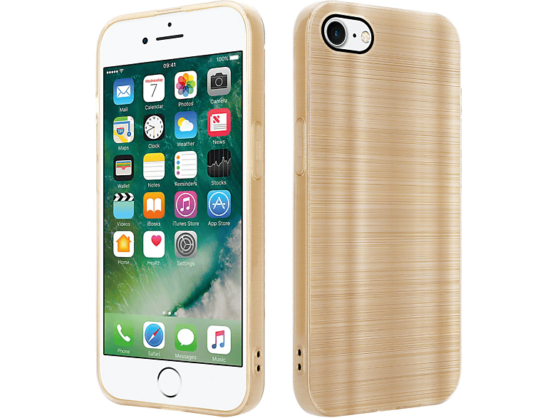 Brushed SE 8 Design, 7S / CADORABO Backcover, mit Gold iPhone 2020, Kameraschutz 7 Brushed / Apple, / Hülle