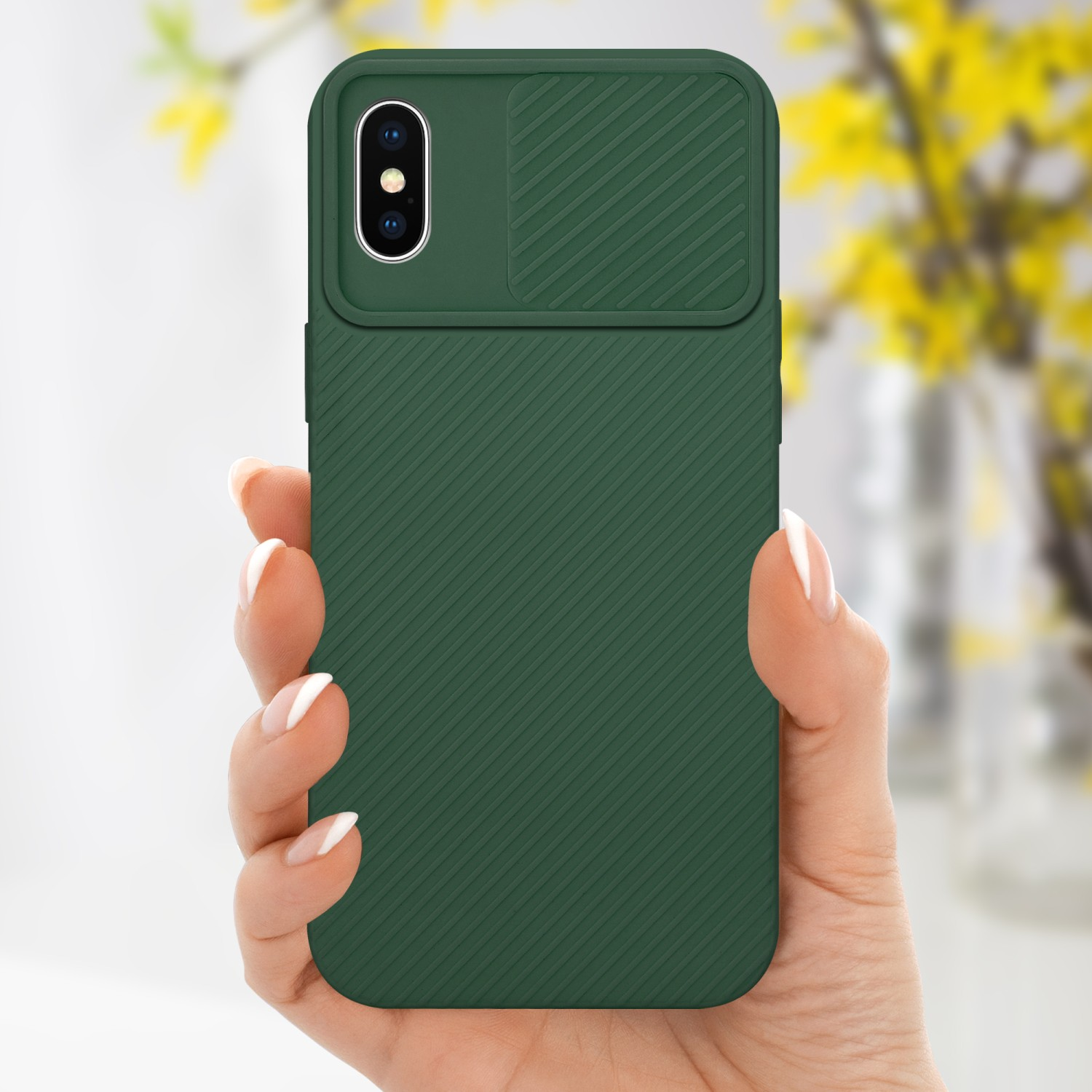 Backcover, X XS, Grün mit Hülle iPhone Apple, / Bonbon CADORABO Kameraschutz,