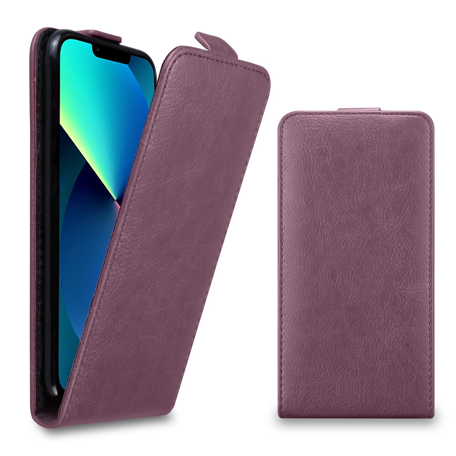 MINI, im FLIEDER Flip Style, Cover, Handyhülle iPhone CADORABO VIOLETT Flip 13 Apple,