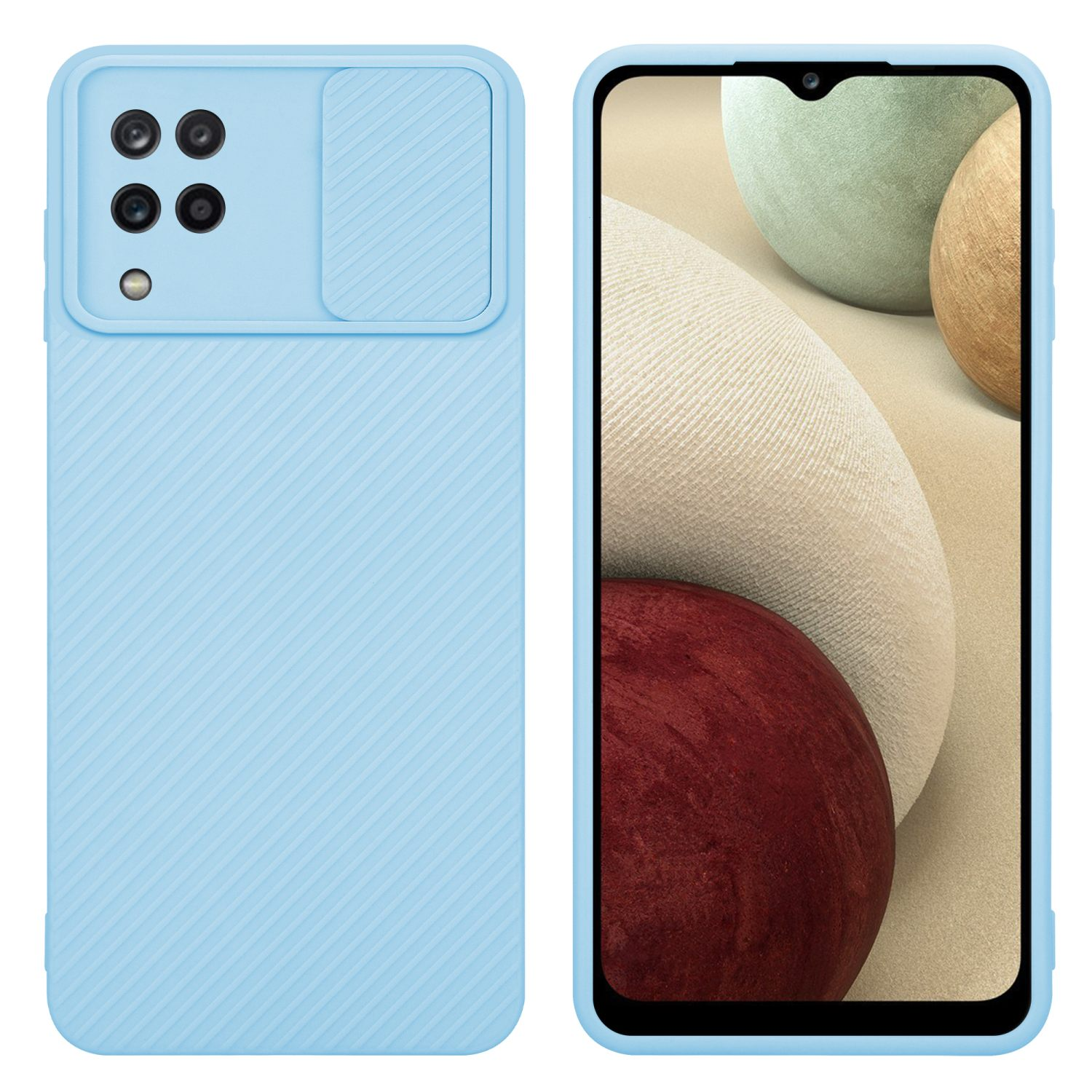 Backcover, Kameraschutz, Galaxy CADORABO Hülle Blau Hell Bonbon / Samsung, M12, mit A12