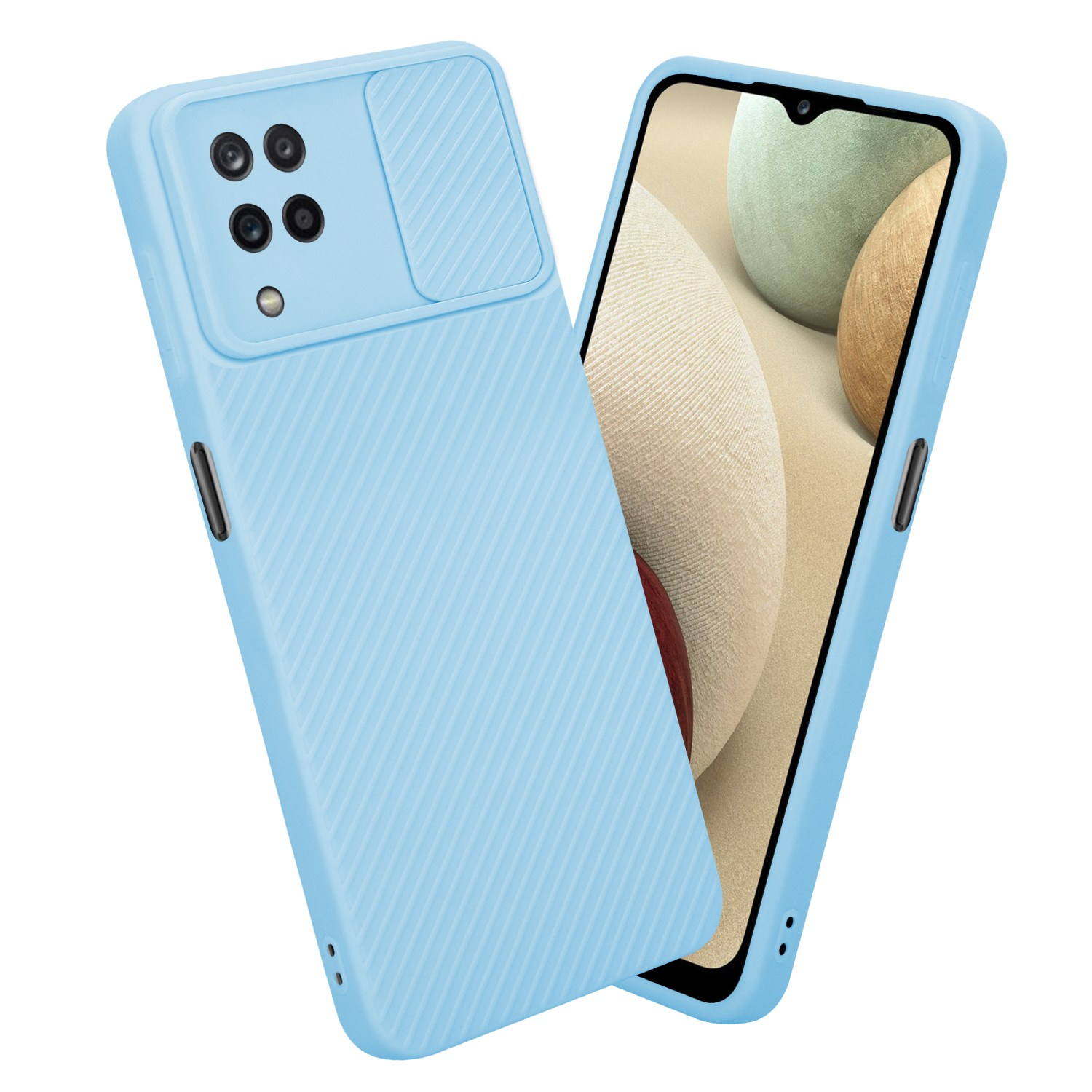 CADORABO Hülle mit Kameraschutz, Backcover, Samsung, Galaxy A12 M12,  Bonbon Hell Blau