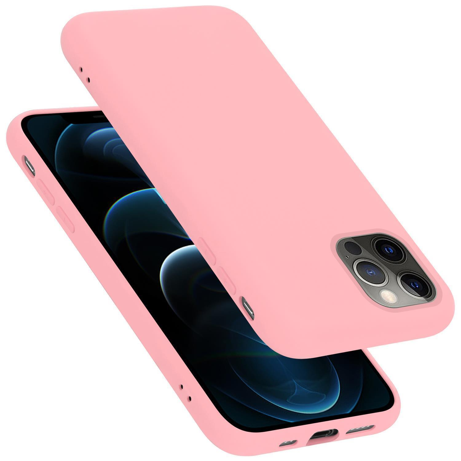 Zwei pinke Handyhüllen, eine schwebt über dem Telefon.