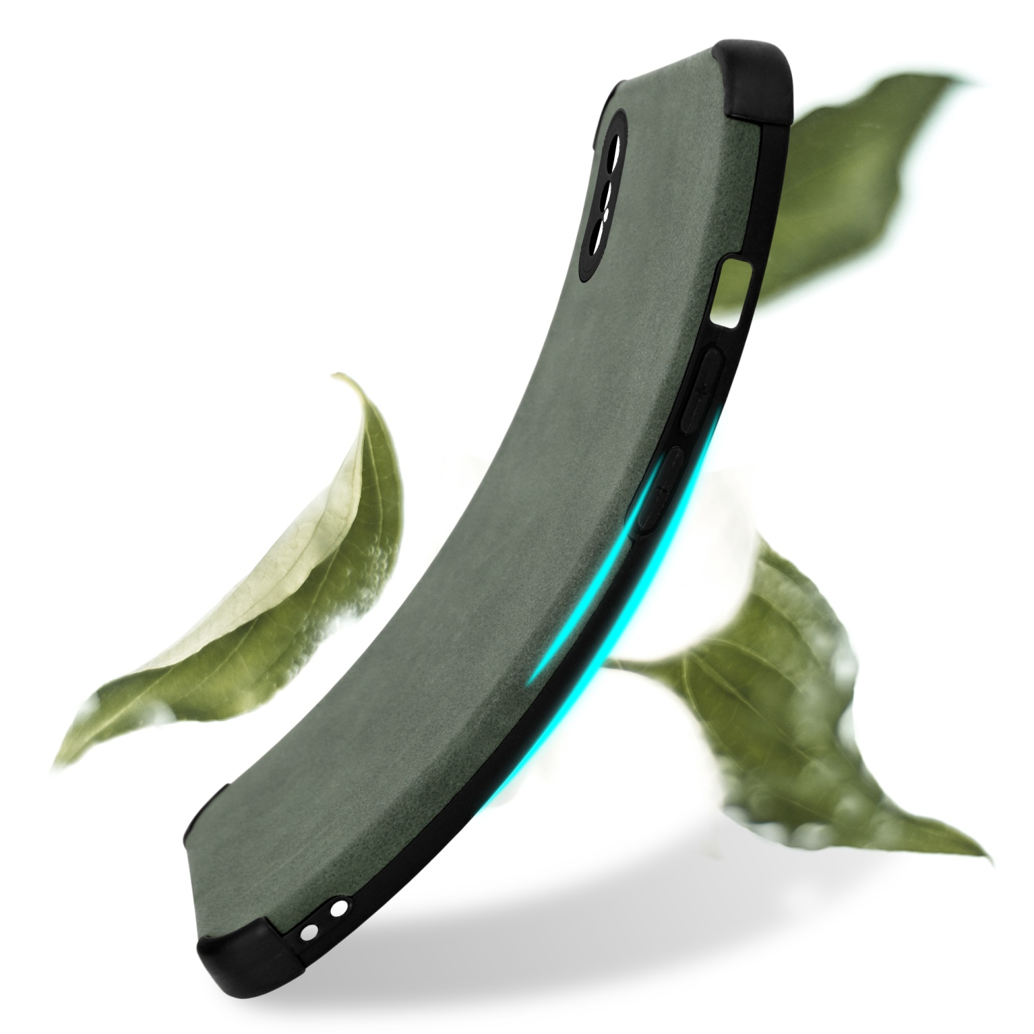 TPU MAX, Hülle Grün Rückseite, CADORABO edler Silikon iPhone XS Backcover, aus Kunst-Wildleder Smaragd mit Apple,